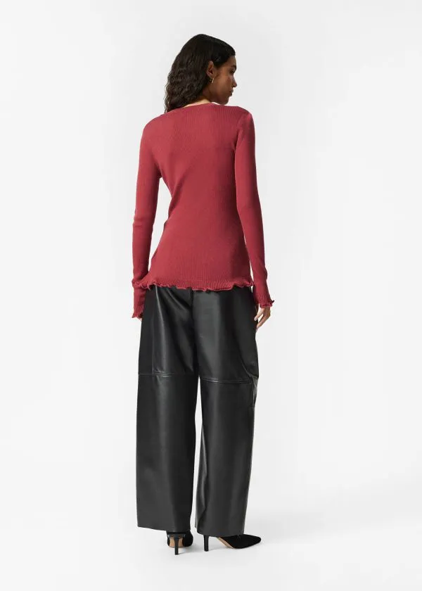 and Other Stories RuffledSlit Top Red Women Knitwear