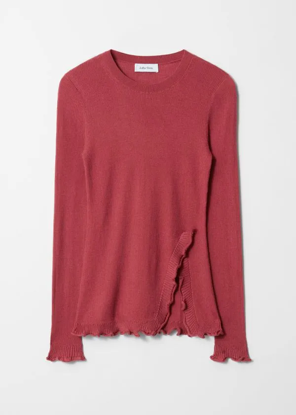 and Other Stories RuffledSlit Top Red Women Knitwear