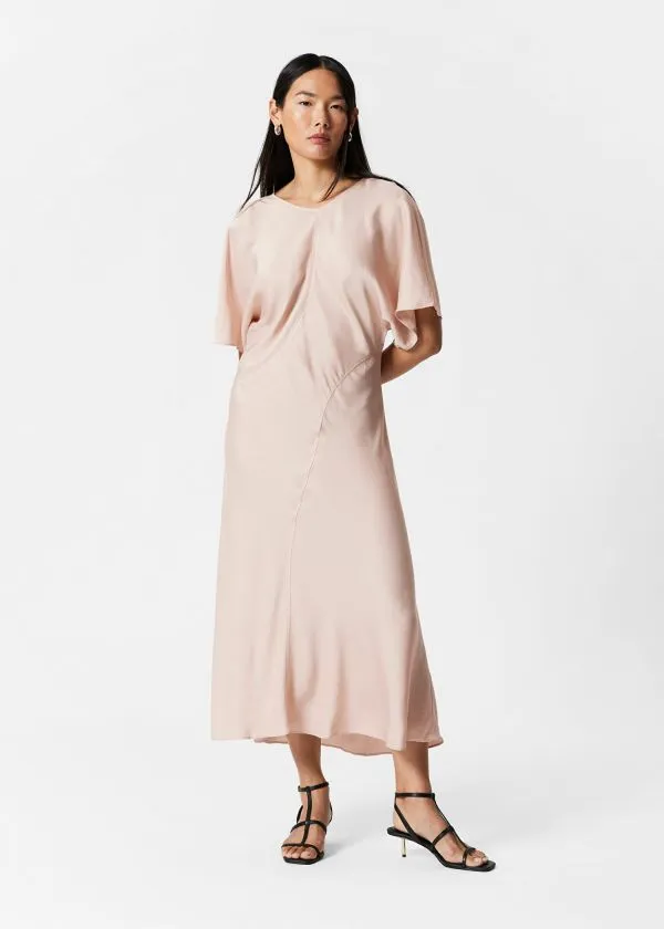 and Other Stories Satin Midi Dress Peach Women Dresses