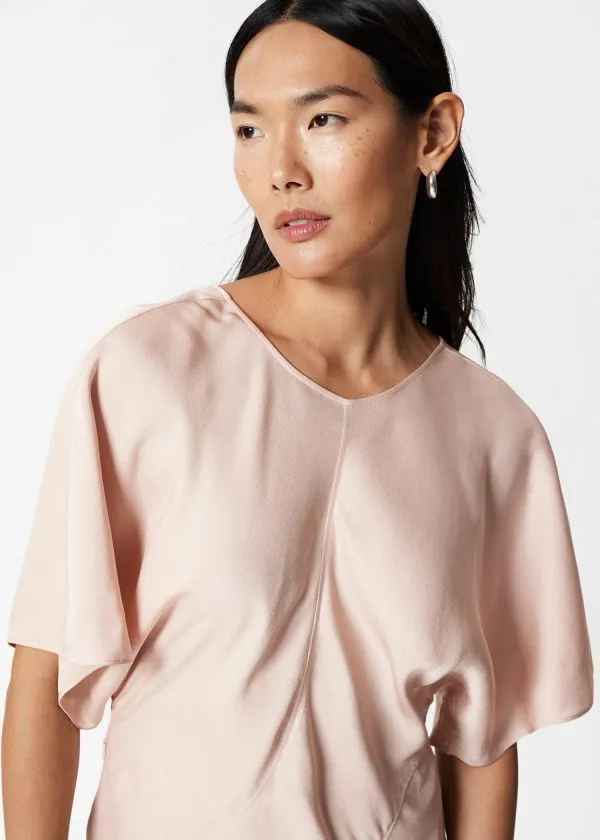 and Other Stories Satin Midi Dress Peach Women Dresses