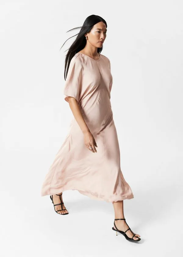 and Other Stories Satin Midi Dress Peach Women Dresses