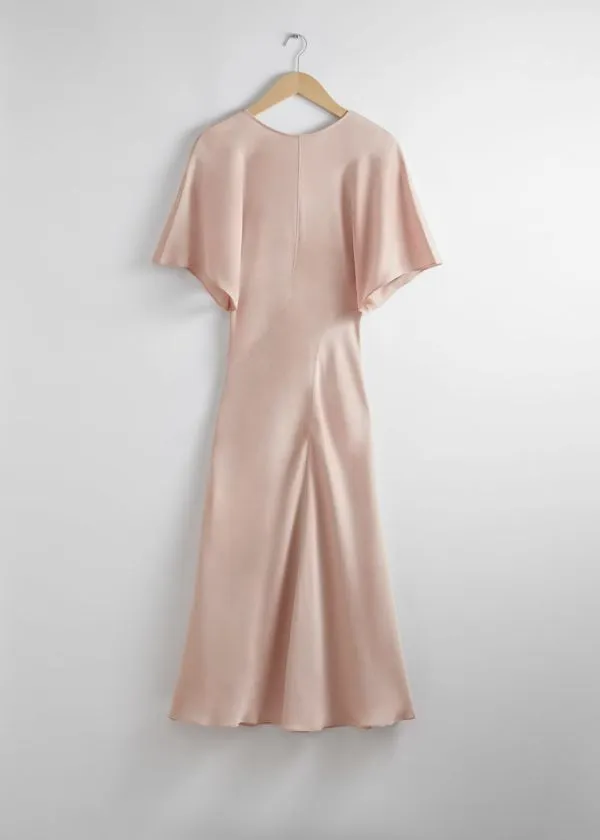 and Other Stories Satin Midi Dress Peach Women Dresses