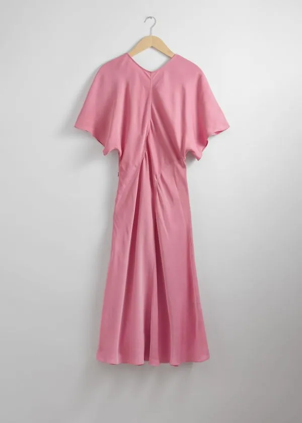 and Other Stories Satin Midi Dress Pink Women Dresses
