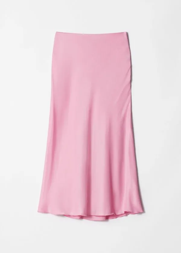 and Other Stories Satin Midi Skirt Pink Women Skirts
