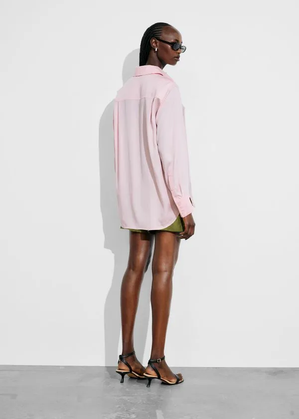 and Other Stories Satin Shirt Light Pink Women Blouses and Shirts