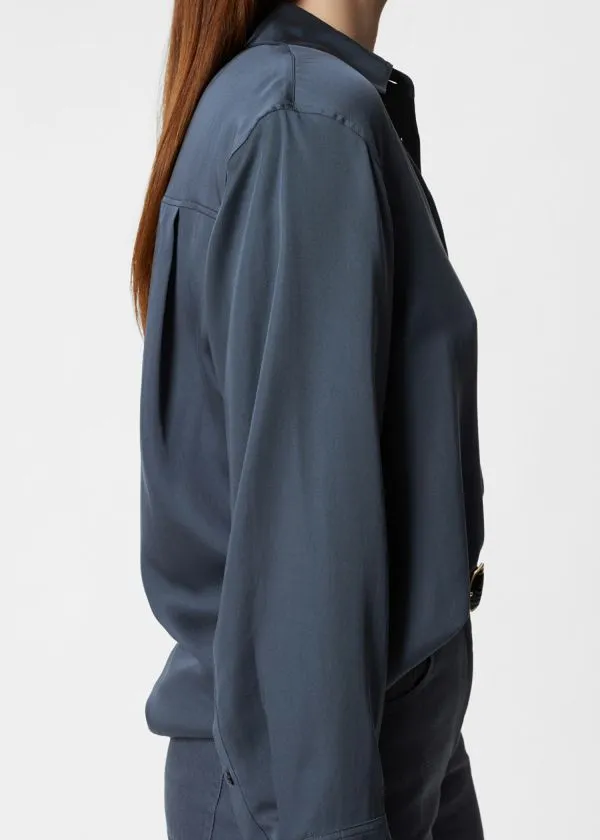 and Other Stories Satin Shirt Navy Women Blouses and Shirts