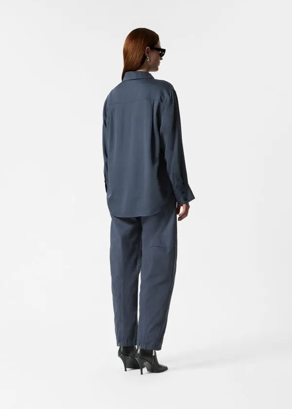 and Other Stories Satin Shirt Navy Women Blouses and Shirts