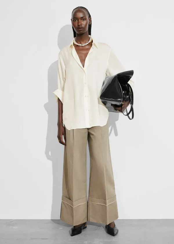 and Other Stories Satin Shirt White Women Blouses and Shirts
