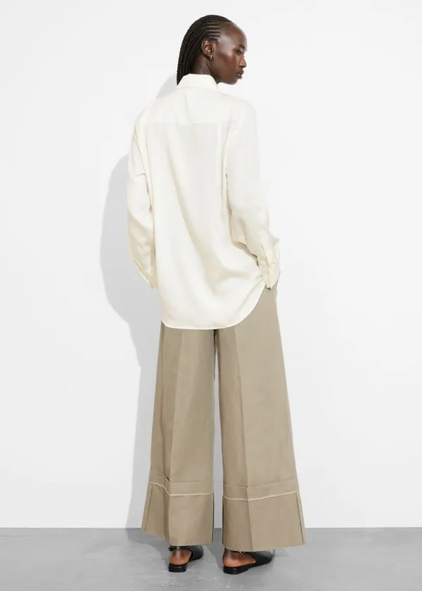and Other Stories Satin Shirt White Women Blouses and Shirts