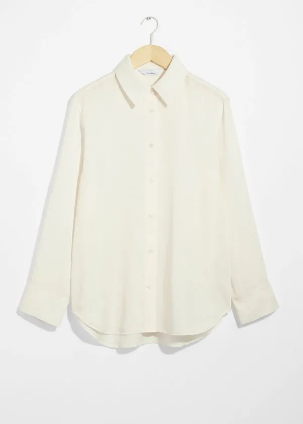 and Other Stories Satin Shirt White Women Blouses and Shirts