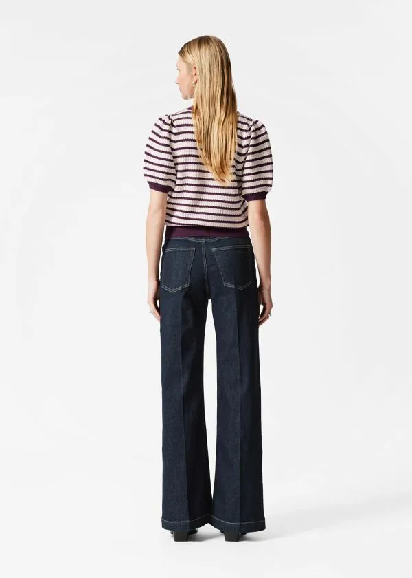 and Other Stories Scalloped Knit Top Purple Stripes Women Knitwear