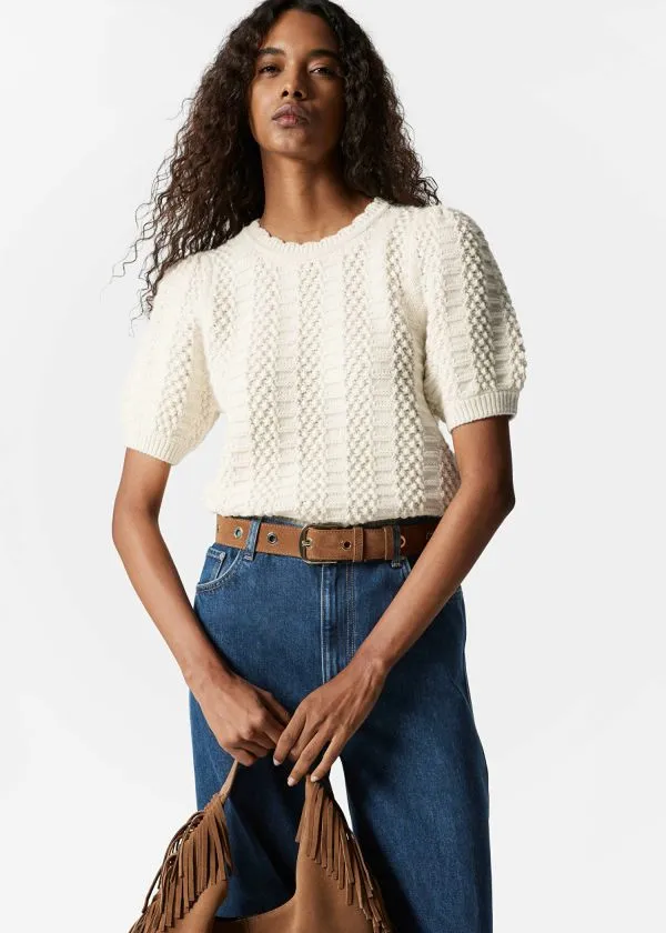 and Other Stories Scalloped Knit Top White Women Knitwear