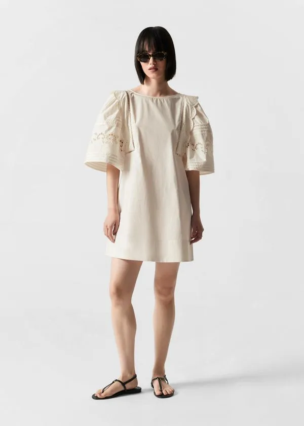 and Other Stories Scalloped Mini Dress White Women Dresses