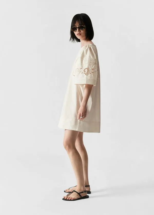 and Other Stories Scalloped Mini Dress White Women Dresses