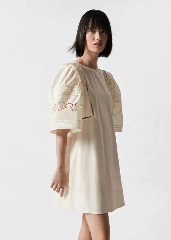 and Other Stories Scalloped Mini Dress White Women Dresses