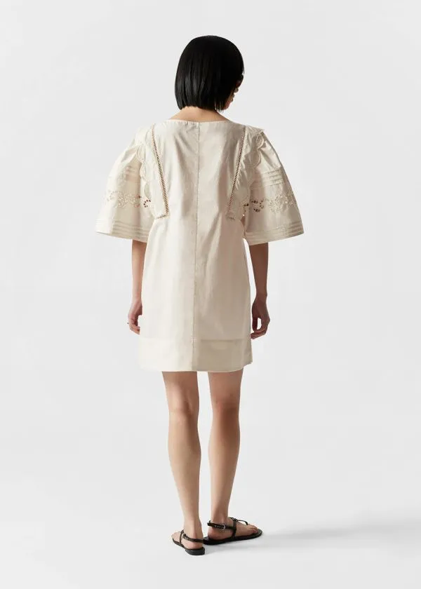 and Other Stories Scalloped Mini Dress White Women Dresses