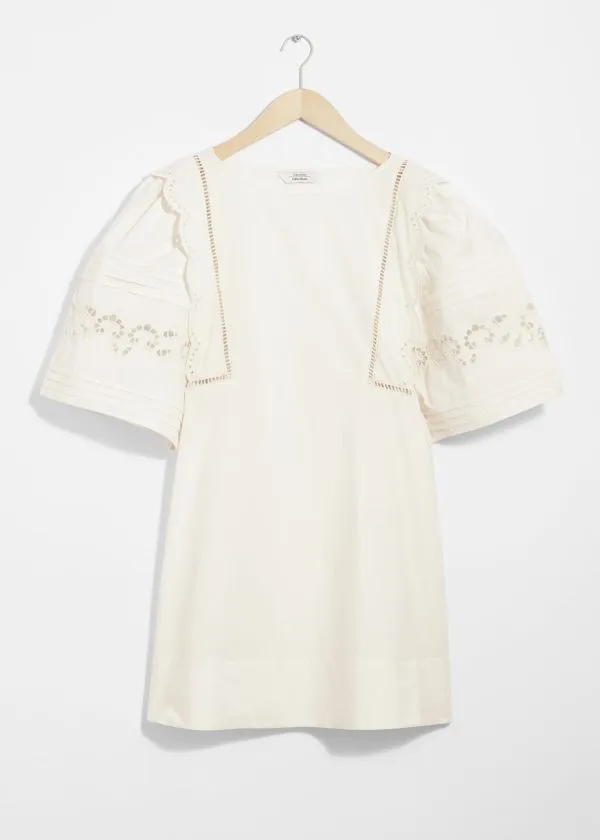 and Other Stories Scalloped Mini Dress White Women Dresses