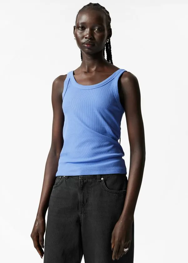 and Other Stories ScoopNeck Tank Top Blue Women Tops and Tshirts