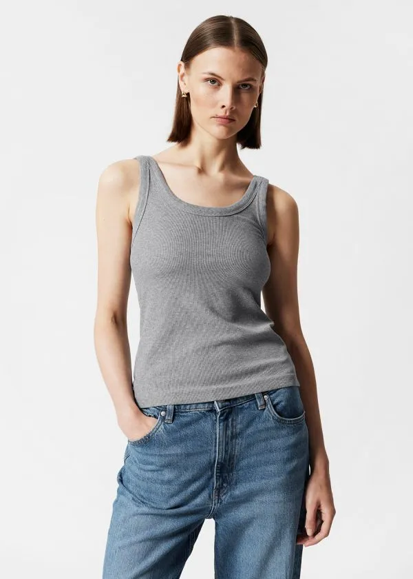 and Other Stories ScoopNeck Tank Top Grey Melange Women Tops and Tshirts