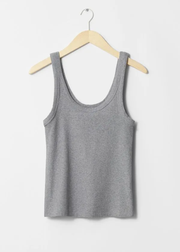 and Other Stories ScoopNeck Tank Top Grey Melange Women Tops and Tshirts