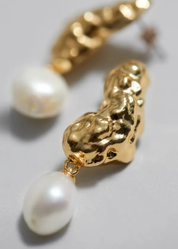 and Other Stories Sculpted Pearl Drop Earrings Goldandpearl Women Earrings
