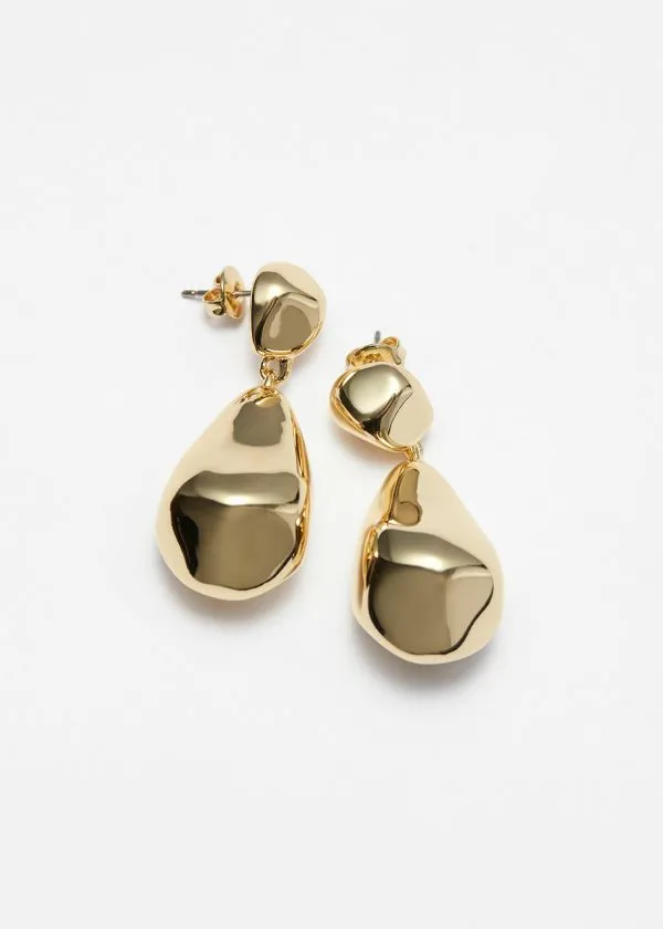 and Other Stories Sculpted Pebbles Drop Earrings Gold Women Earrings