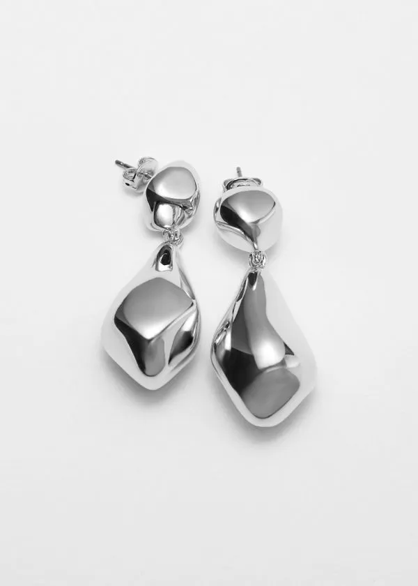 and Other Stories Sculpted Pebbles Drop Earrings Silver Women Earrings