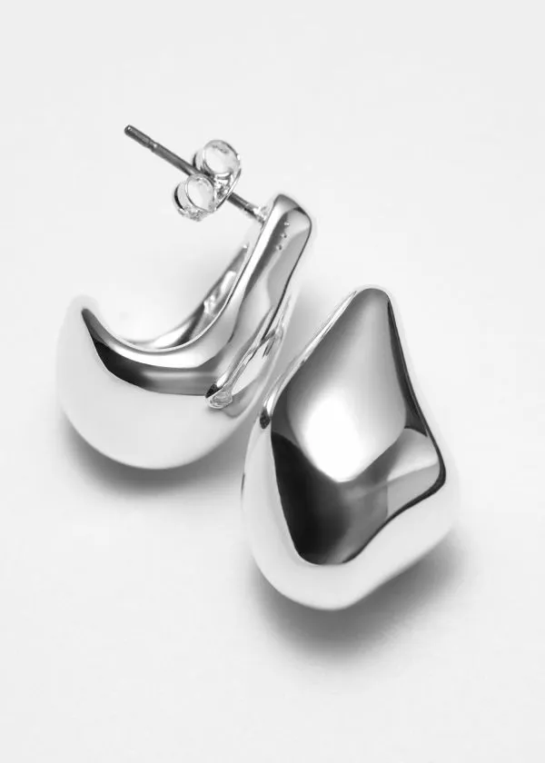 and Other Stories Sculpted Pebbles Earrings Silver Women Earrings