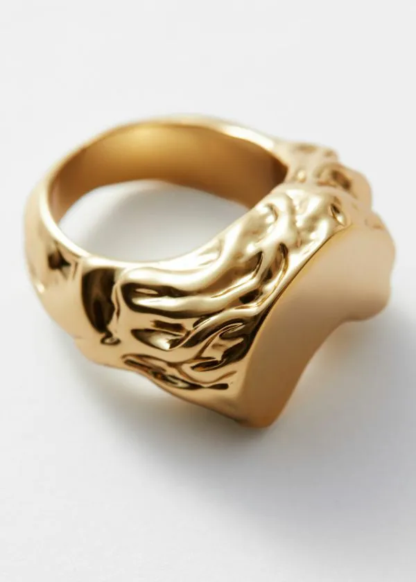 and Other Stories Sculpted Signet Ring Gold Women Rings