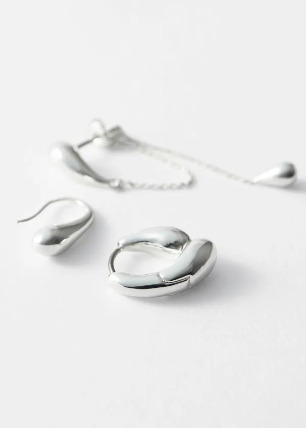 and Other Stories Sculptural Earrings Set Silver Women Earrings