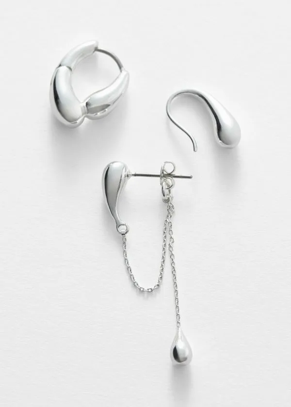 and Other Stories Sculptural Earrings Set Silver Women Earrings