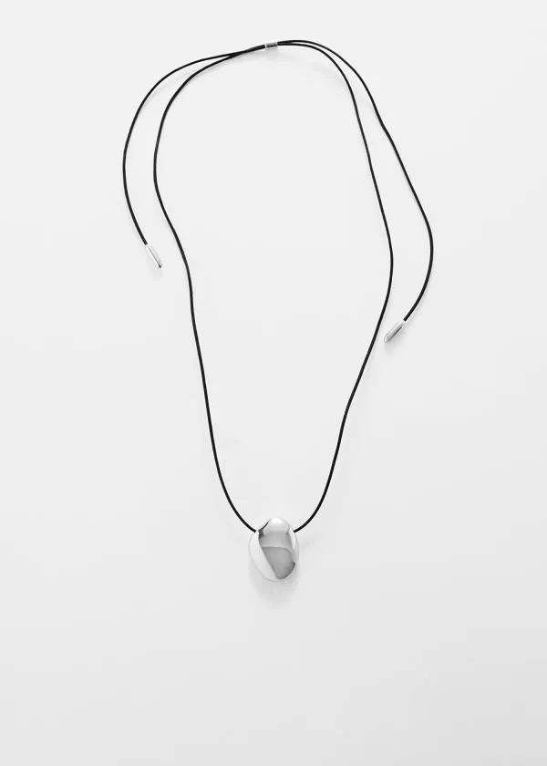 and Other Stories Sculptural Pendant Cord Necklace Silver Women Necklaces