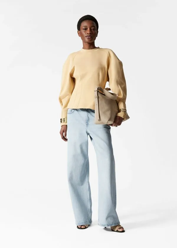 and Other Stories Sculptural Sweater Light Yellow Women Sweatshirts and Hoodies