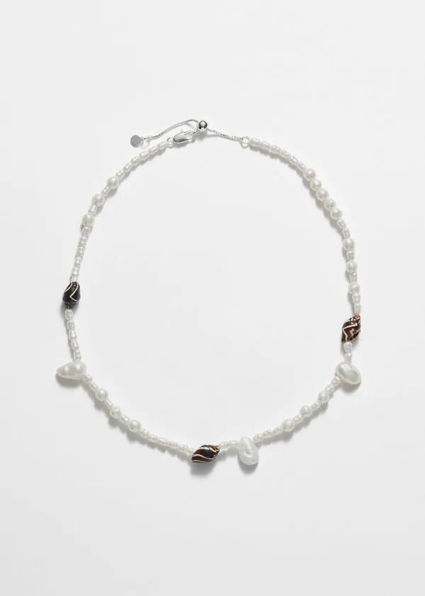 and Other Stories SeashellTipped Pearl Necklace Ivory Women Necklaces