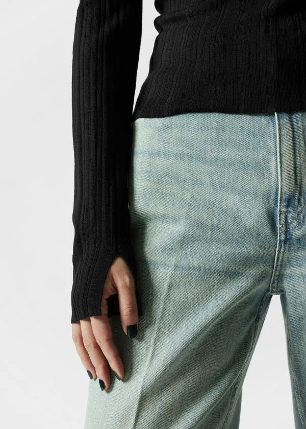 and Other Stories Sheer Merino Top Black Women Knitwear