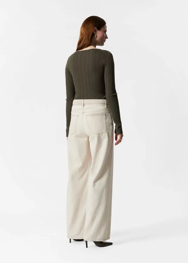 and Other Stories Sheer Merino Top Khaki Women Knitwear