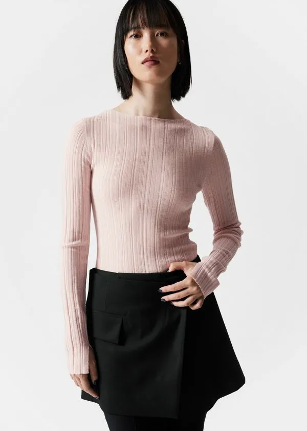 and Other Stories Sheer Merino Top Pink Women Knitwear