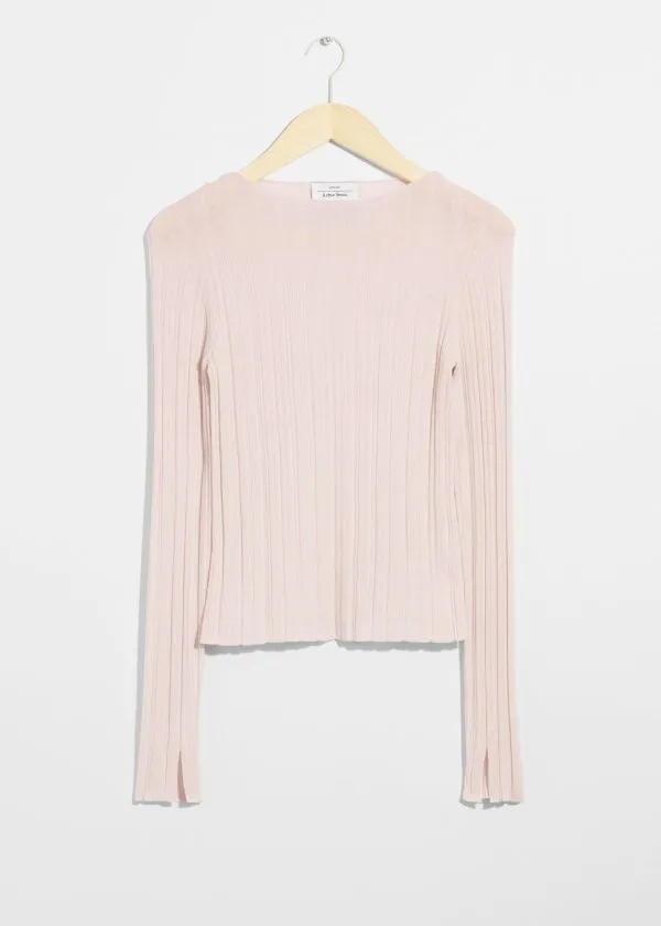 and Other Stories Sheer Merino Top Pink Women Knitwear