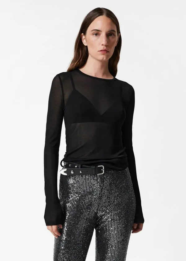 and Other Stories Sheer Silk Top Black Women Tops and Tshirts