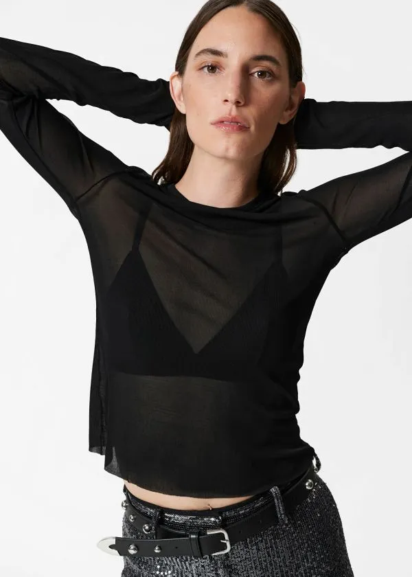and Other Stories Sheer Silk Top Black Women Tops and Tshirts