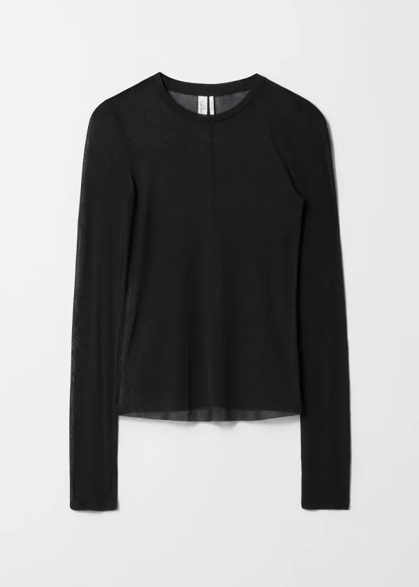 and Other Stories Sheer Silk Top Black Women Tops and Tshirts