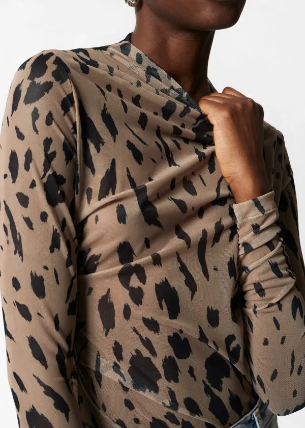 and Other Stories Sheer Top Leopard Women Tops and Tshirts