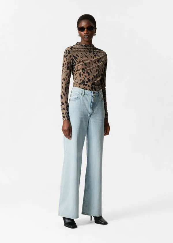 and Other Stories Sheer Top Leopard Women Tops and Tshirts