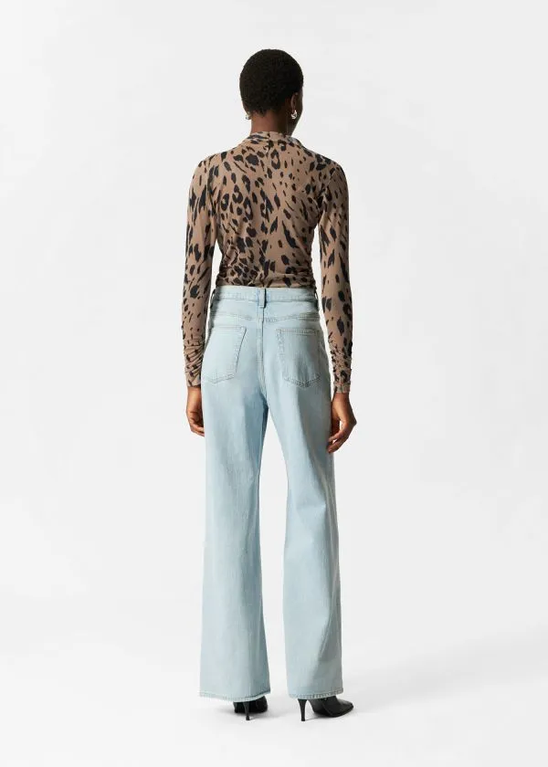 and Other Stories Sheer Top Leopard Women Tops and Tshirts