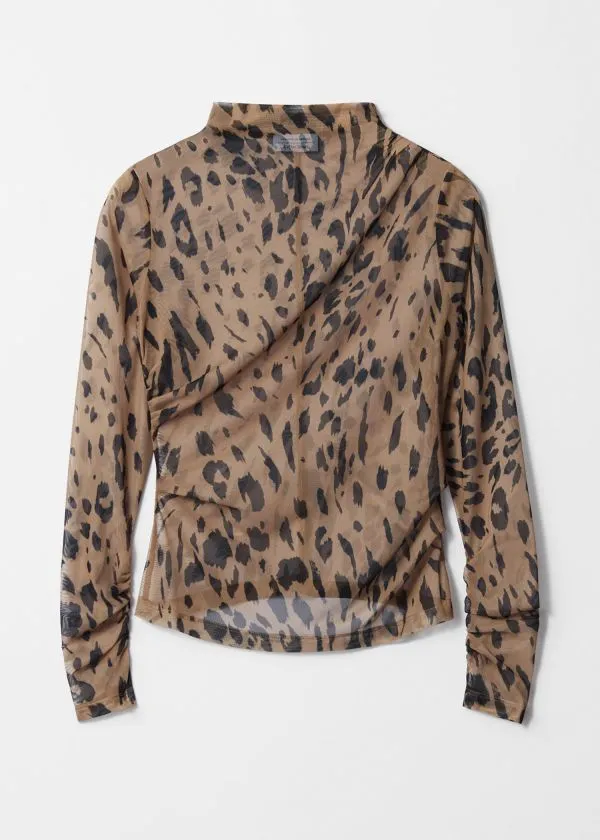 and Other Stories Sheer Top Leopard Women Tops and Tshirts