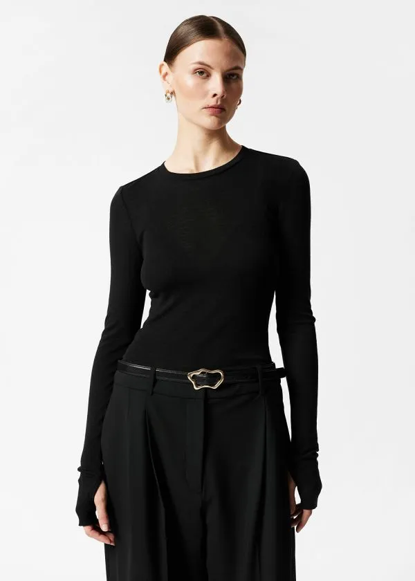 and Other Stories Sheer Wool Top Black Women Tops and Tshirts