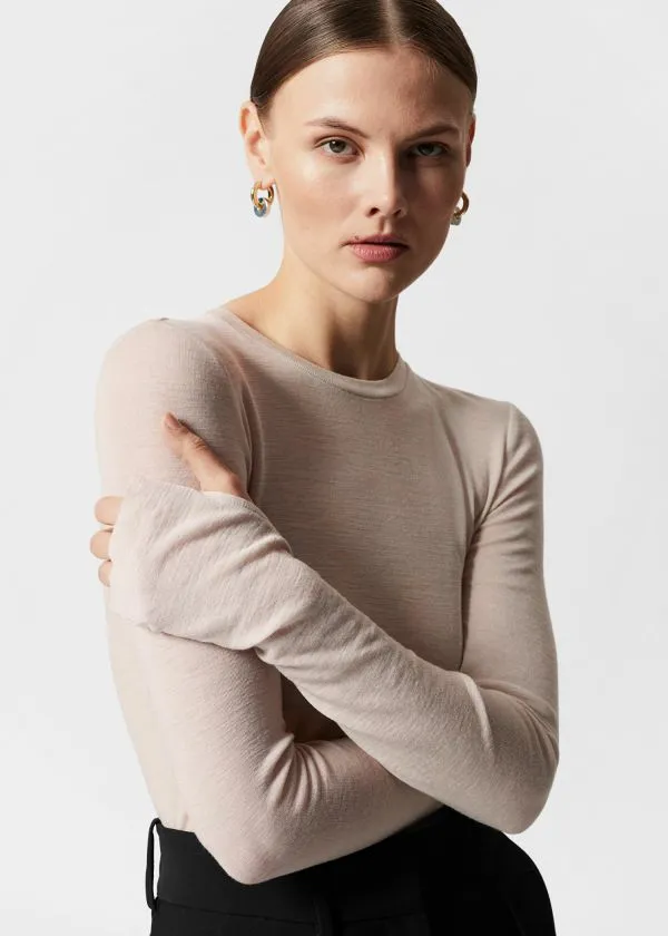 and Other Stories Sheer Wool Top Light Beige Women Tops and Tshirts