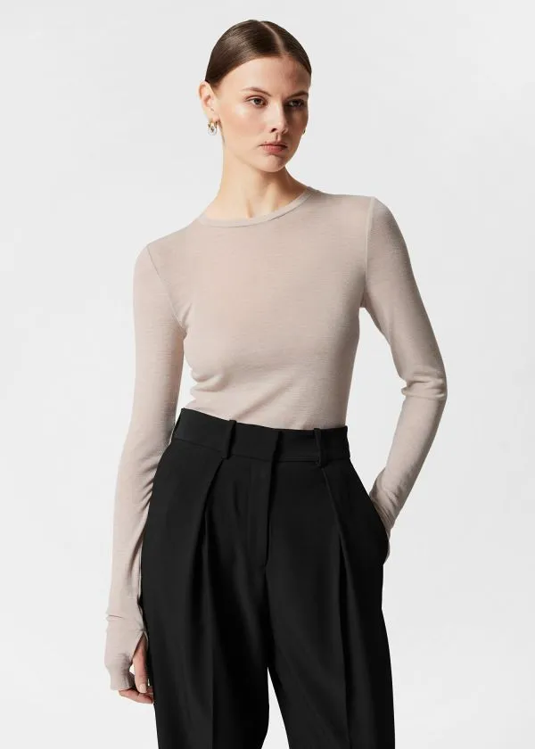 and Other Stories Sheer Wool Top Light Beige Women Tops and Tshirts