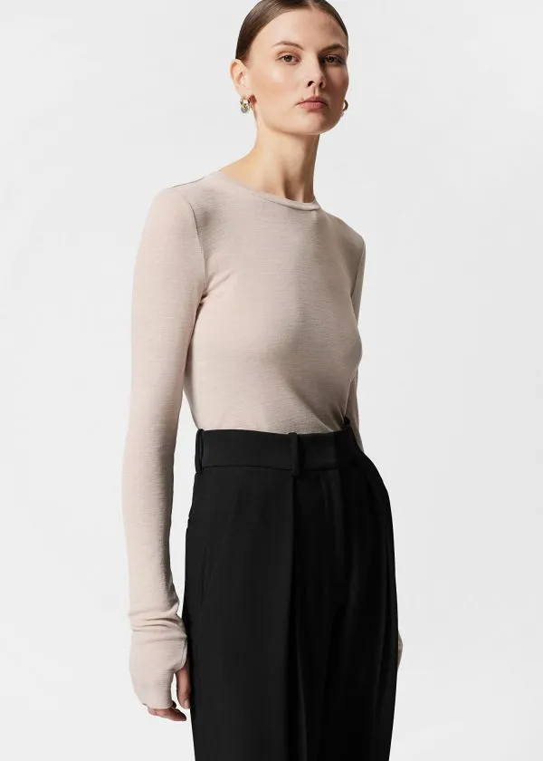 and Other Stories Sheer Wool Top Light Beige Women Tops and Tshirts