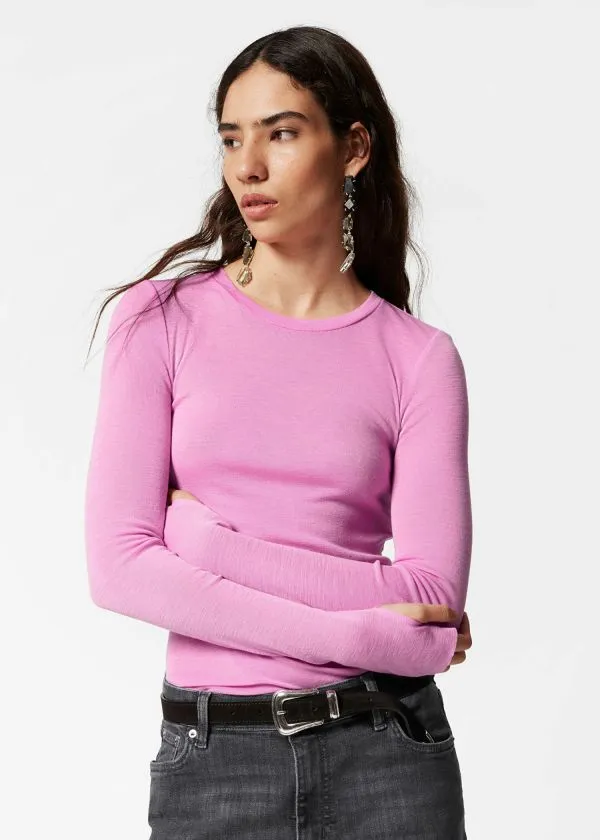 and Other Stories Sheer Wool Top Pink Women Tops and Tshirts